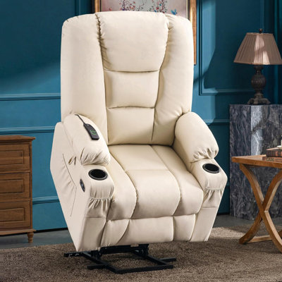 Power Lift Recliner Chair with Massage and Heat, Faux Leather