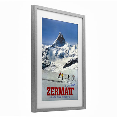 Zermatt Snow Beach Framed Print Under Glass, design by Vintage Posters