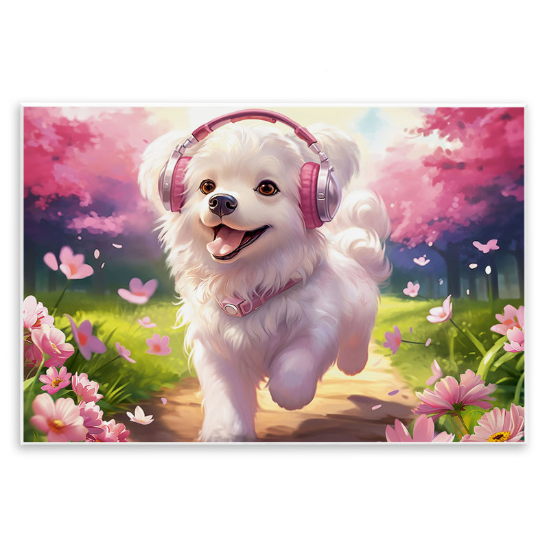 Plaque murale Happy Puppy On A Walk, design par Image World, H 10 po x l 15 po
