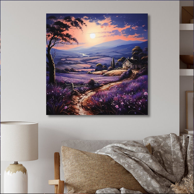 Countryside Lavender Landscape Patchwork III - Landscapes Wall Art Prints, H 16 po x l 16 po x P 1 po, Toile tendue