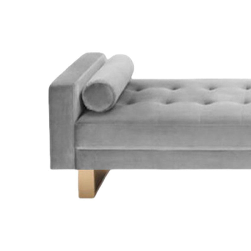 Banc en velours rembourré en acier large confort, H 21,65 po x l 59,06 po x P 19,69 po