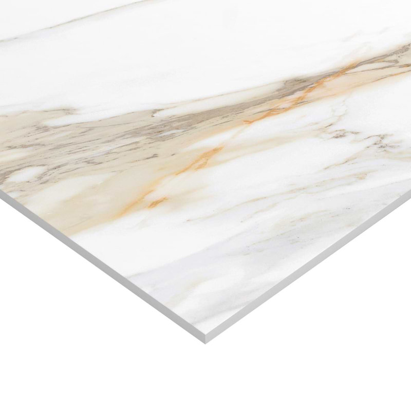 Minera 48X48 Marble Look Polished Porcelain Tile, Aurora Gold