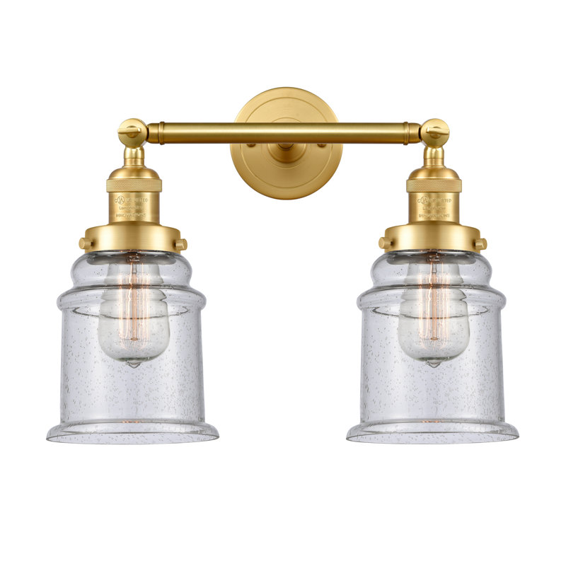 Galaviz 2 - Light Dimmable Vanity Light, Seedy, 6 Watt Vinage LED Bulb, Satin Gold
