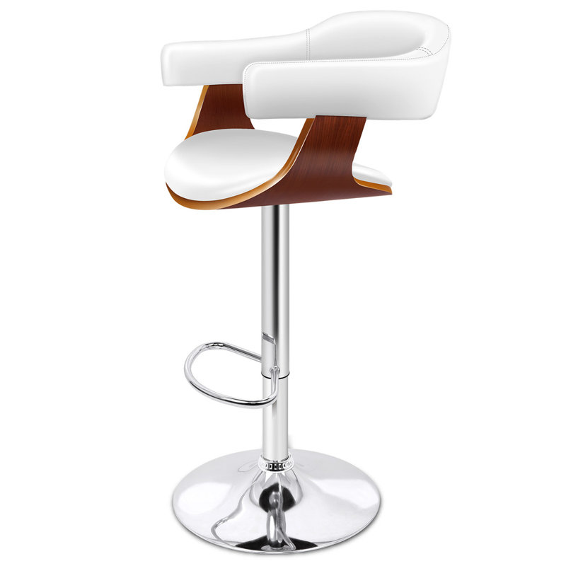 Yakira Swivel Upholstered Adjustable Height Counter Stool, White, Black