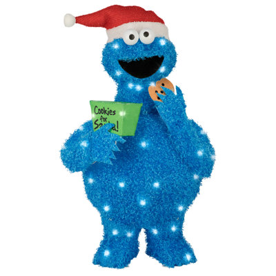 3D Christmas Lighted Tinsel Sculpture-Cookie Monster-31"-Sesame Street