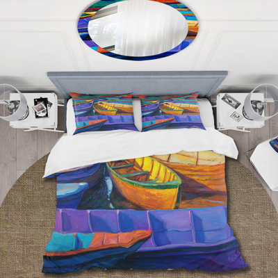 Purple/Blue/Orange Microfiber Duvet Cover Set