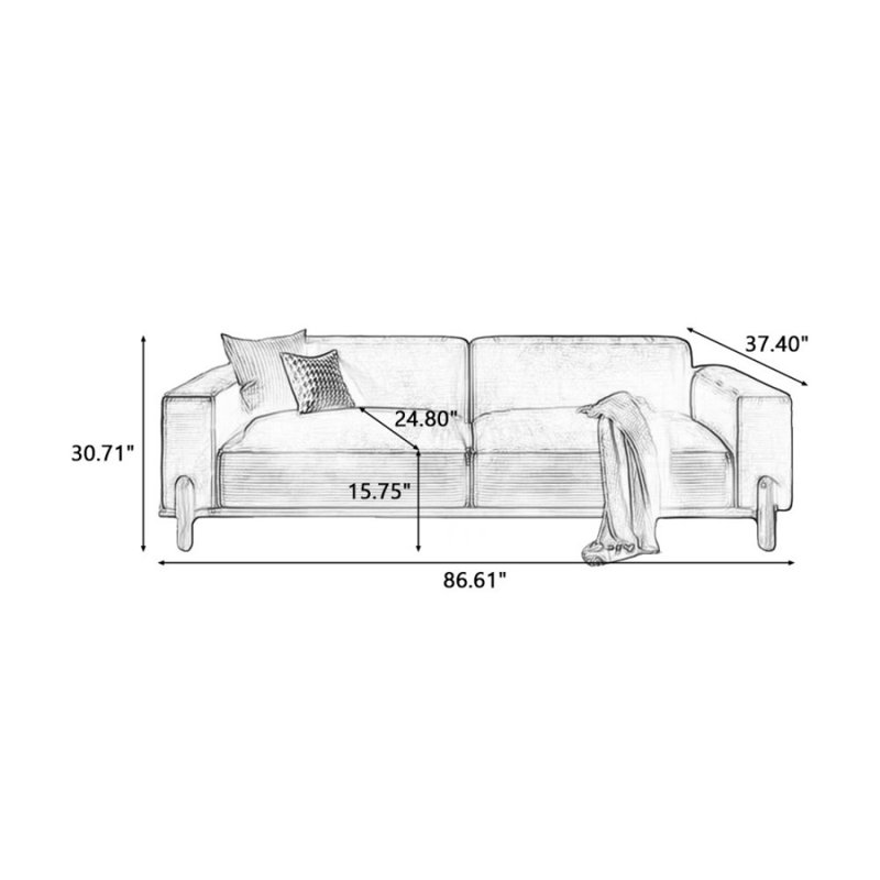 Causeuse à coussin Coffee Coffee, Café, 30.71" H x 86.61" W x 37.4" D