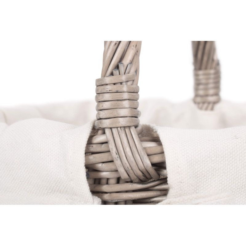 Wicker Lined Bathroom Shopper Basket, 23cm H x 28cm W x 24cm D