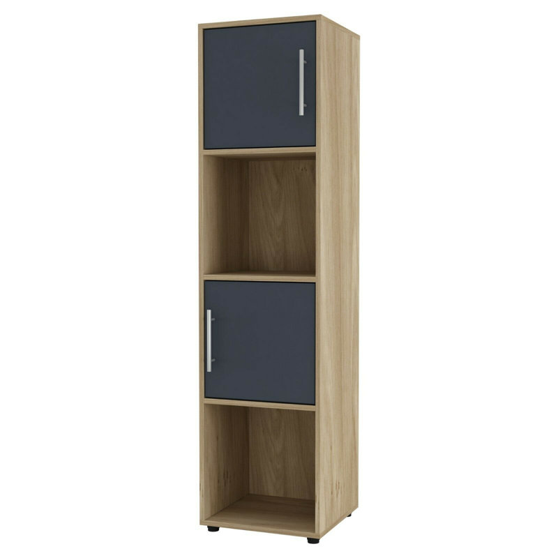 Blodwen 119cm H x 30cm W Cube Bookcase, Oak/Grey