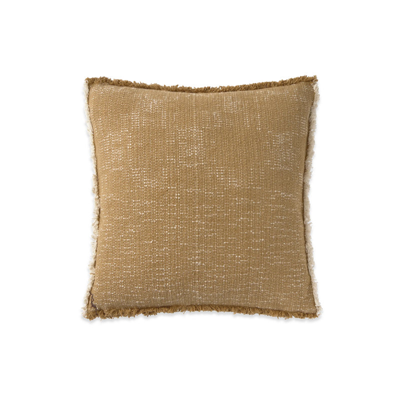 Coussin tissé à la main, Carré 18 po, Ocre