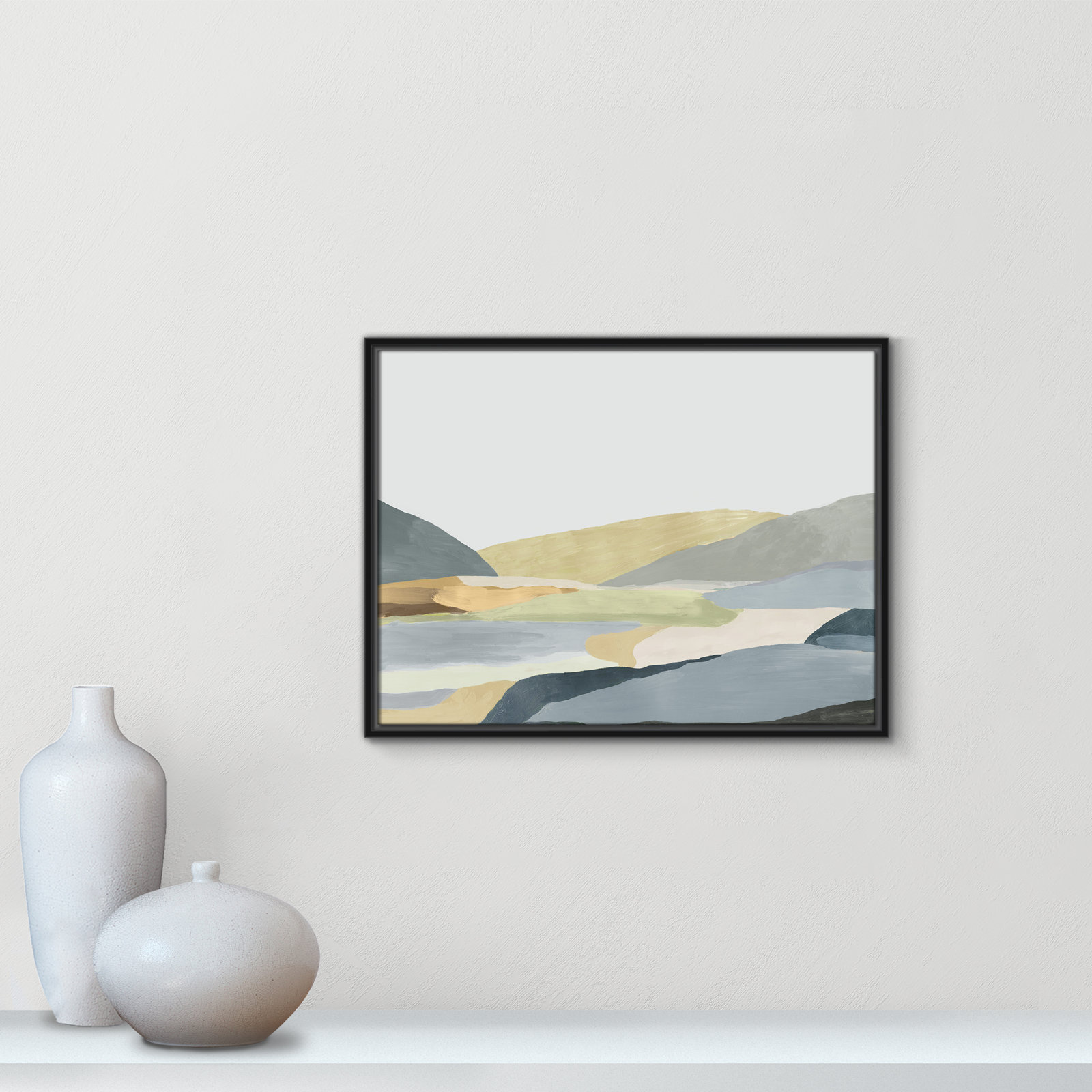 Blair "Warm Hills II" Painting, 19.5" H x 25.5" W x 2" D, Black Canvas