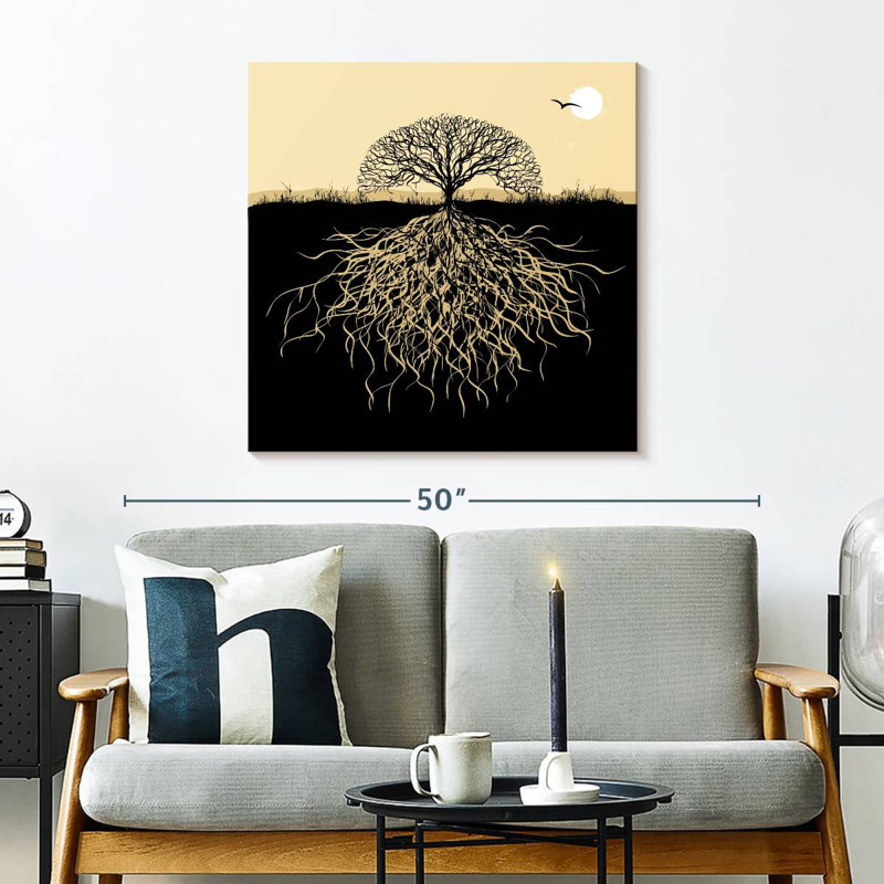 Silhouette d'un arbre Harnek avec des racines