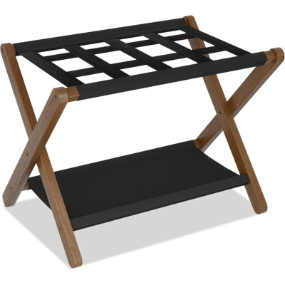 Folding Suitcase Stand With Storage Shelf