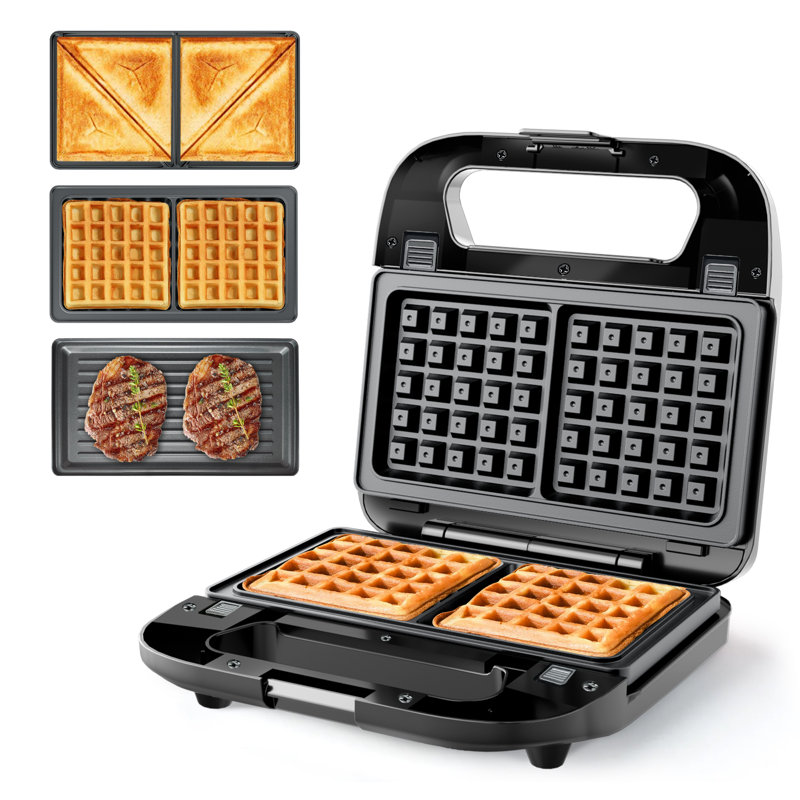 Machine à sandwich 3 en 1 et gaufrier, presse à panini 750 W avec plaque antiadhésive amovible Facile à nettoyer, machine à fromage grillé pour le petit-déjeuner de cuisine à domicile