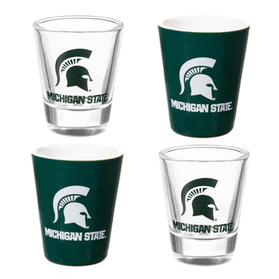 4 pièces en céramique et verre 2 oz Ensemble de tasses, Université Michigan State