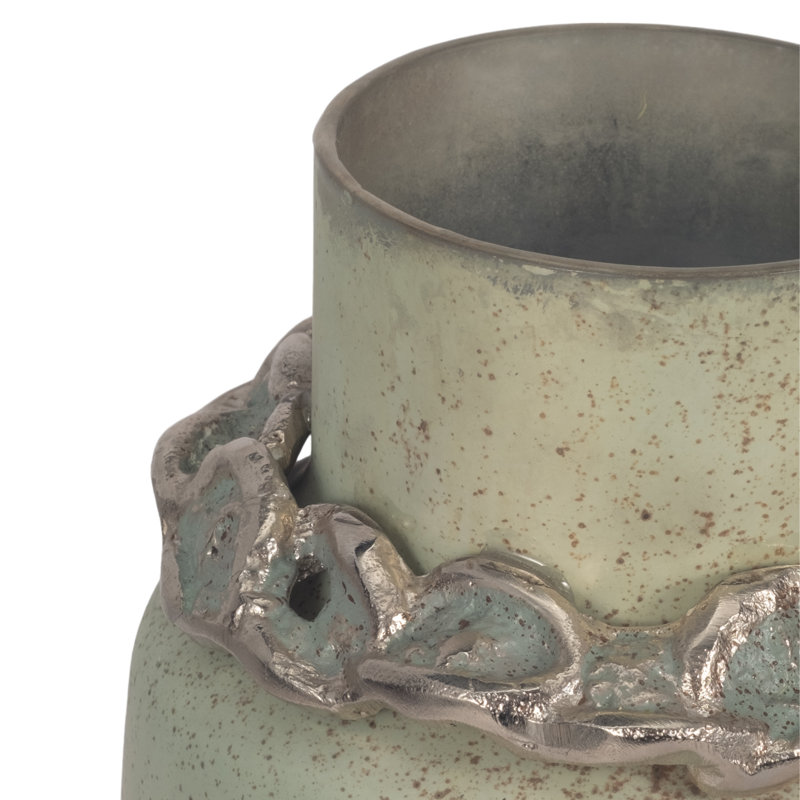 Glass Vases Glass and Metal Glam Design with Decorative Chain Accent for Modern Interiors and Stylish Display Decor.