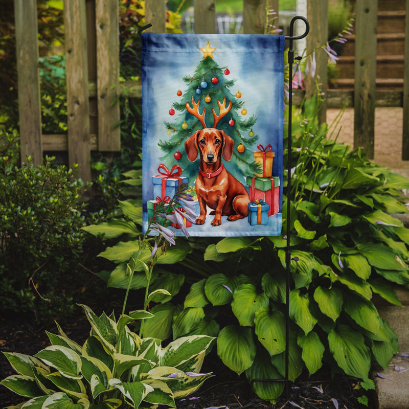 Drapeau de Noël renne de jardin, Teckel