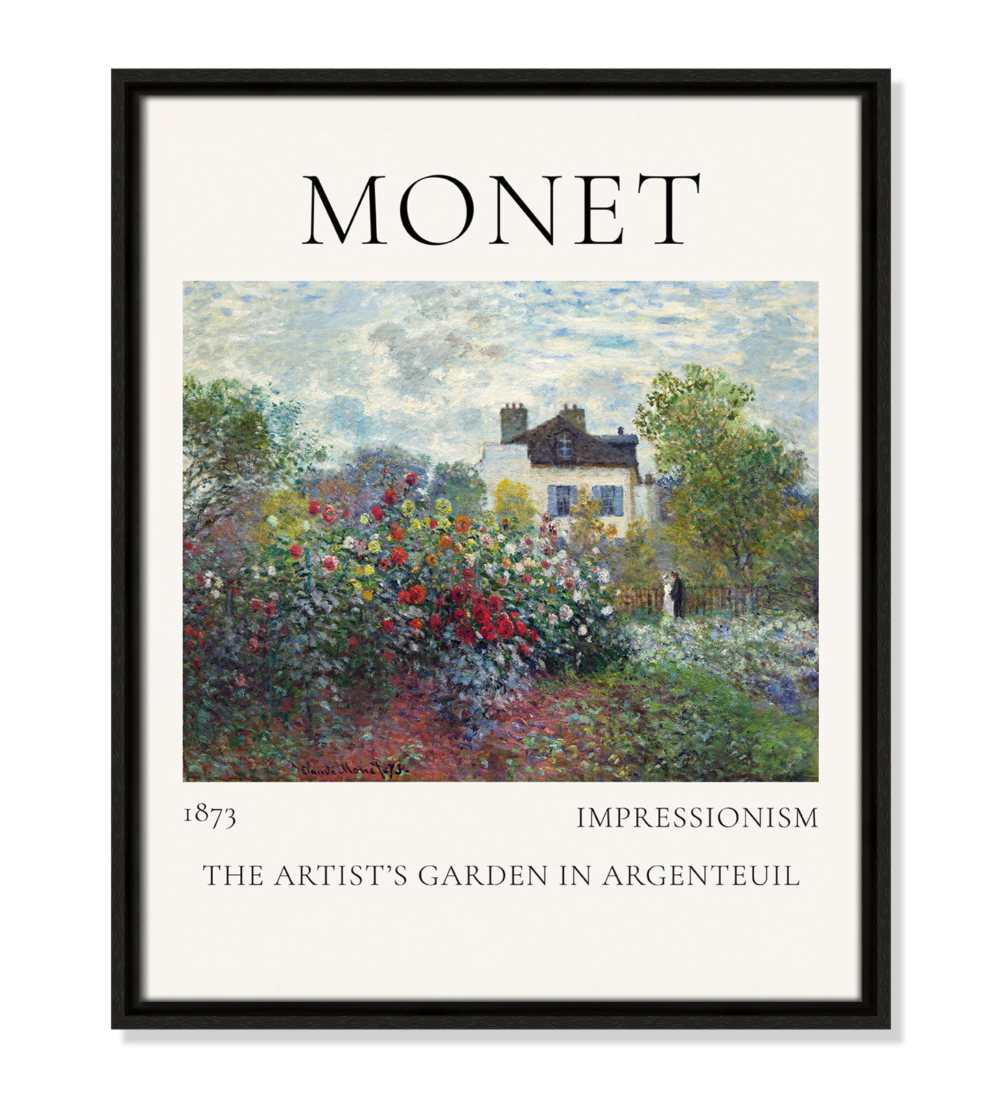 Rocchetto "Artists Garden in Argenteuil" Print, Espresso Floater Frame, No, 21.5" H x 17.5" W x 2" D