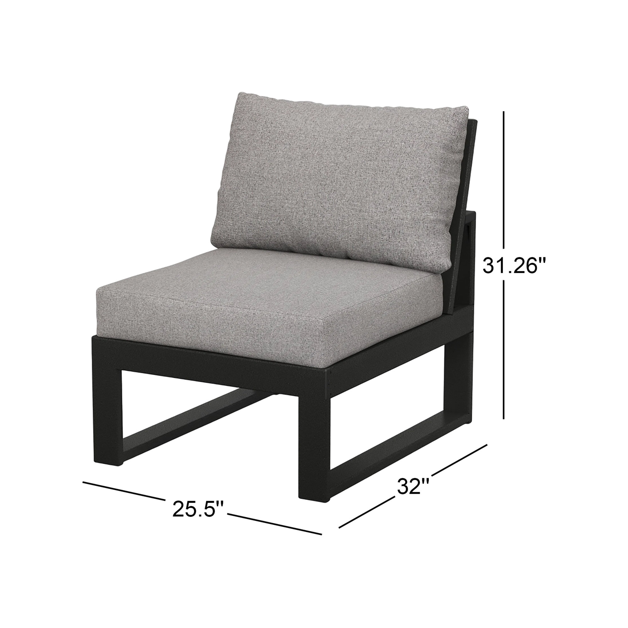 Edge Modular Armless Chair, Black, Grey Revolution®
