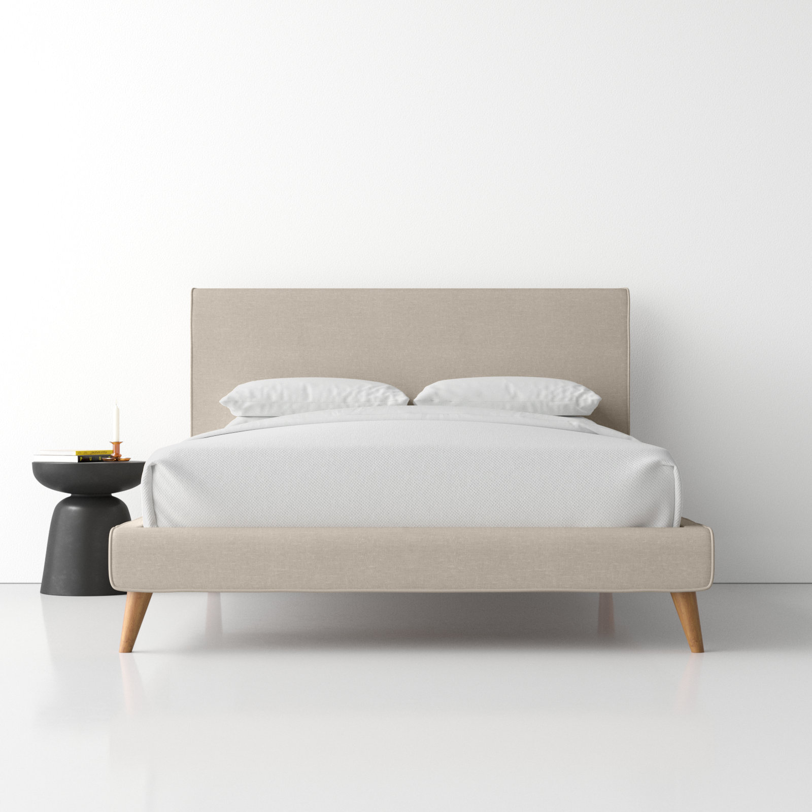 Williams Platform Bed, Queen, Beige Linen