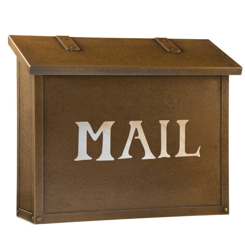 Classic Brass Wall Mounted Mailbox, Honey, Textured Black