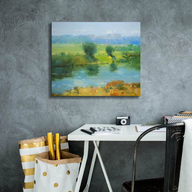 Art mural sur toile Winston Porter «Summer Lake» par Vahe Yeremyan, H 20 po x l 24 po x P 0,75 po