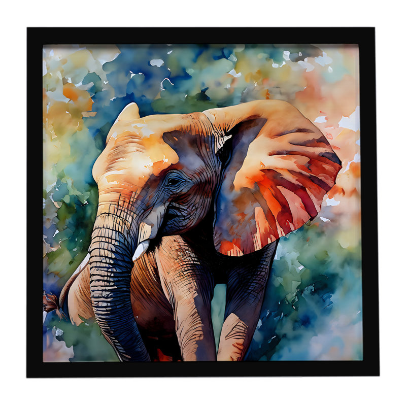 Éléphant, impression sur métal encadrée
