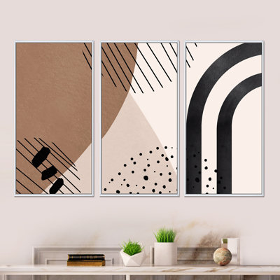 " Abstract Shapes In Terracotta And Ivory Shapes I " 3 - Pieces