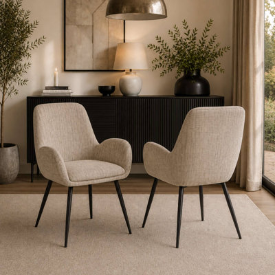 Annakiya 48.5 cm H Upholstered Chenille Full Back Dining Chair in Cream