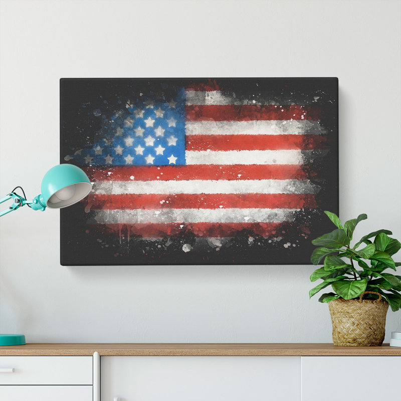 Painted American Flag - Wrapped Canvas, 40cm H x 60cm W x 3cm D