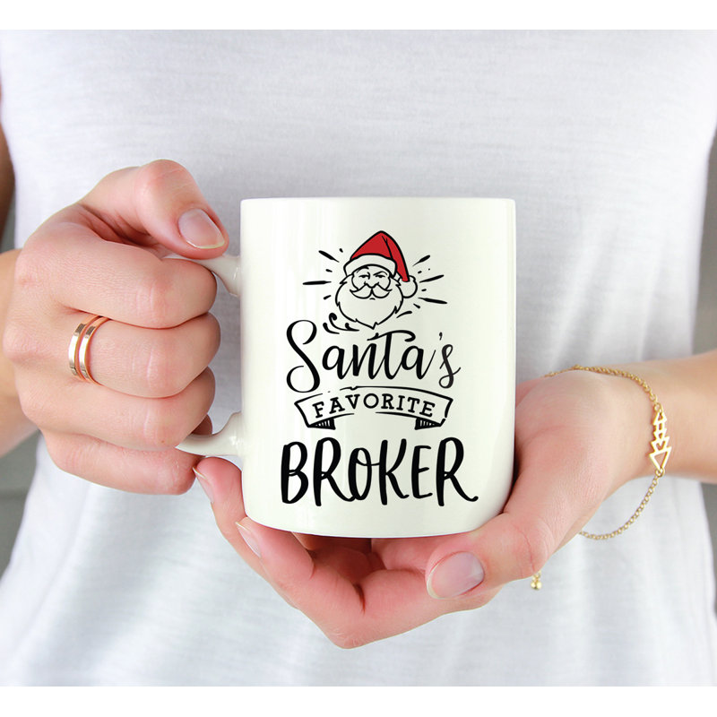 Grande tasse à café Tuileries, « Santa's Favorite Broker »