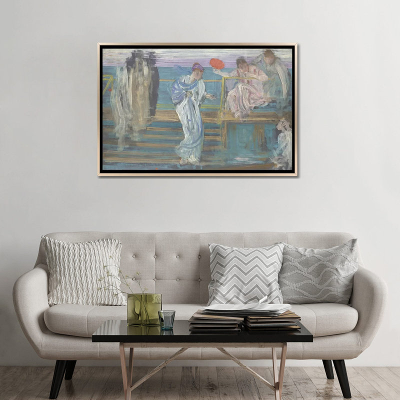 Symphonie en blanc et rouge - reproduction d'art murale - toile encadrée, 32 po x 48 po, Toile avec cadre, Champagne