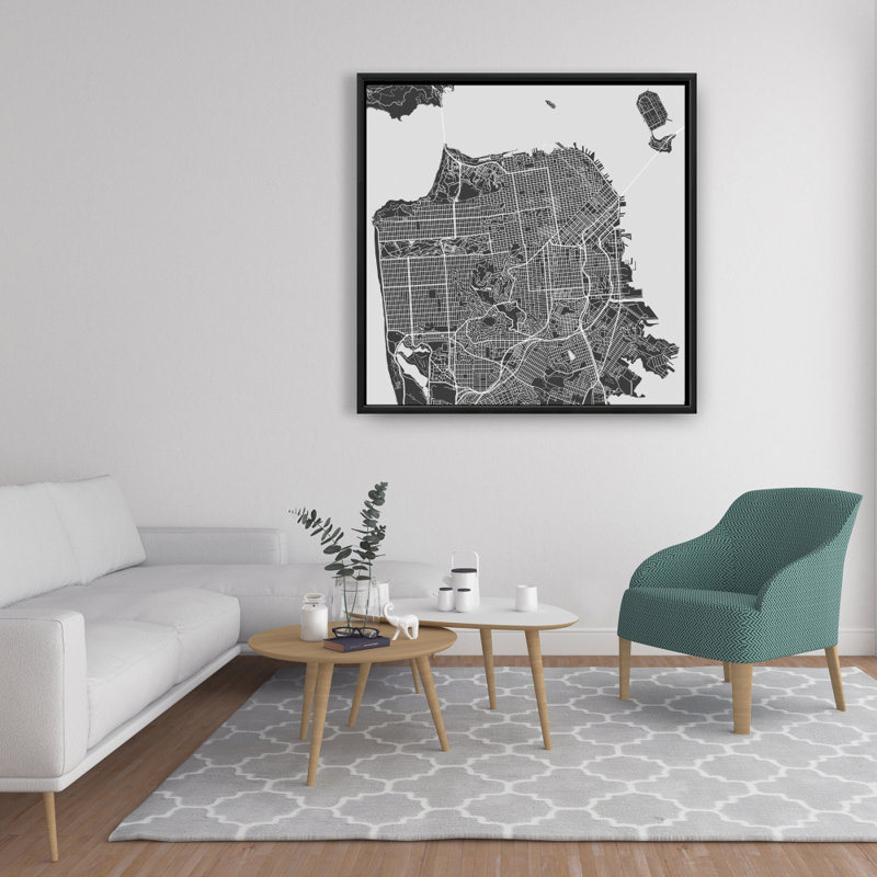 San Francisco City Plan, reproduction sur toile, H 36 po x l 36 po