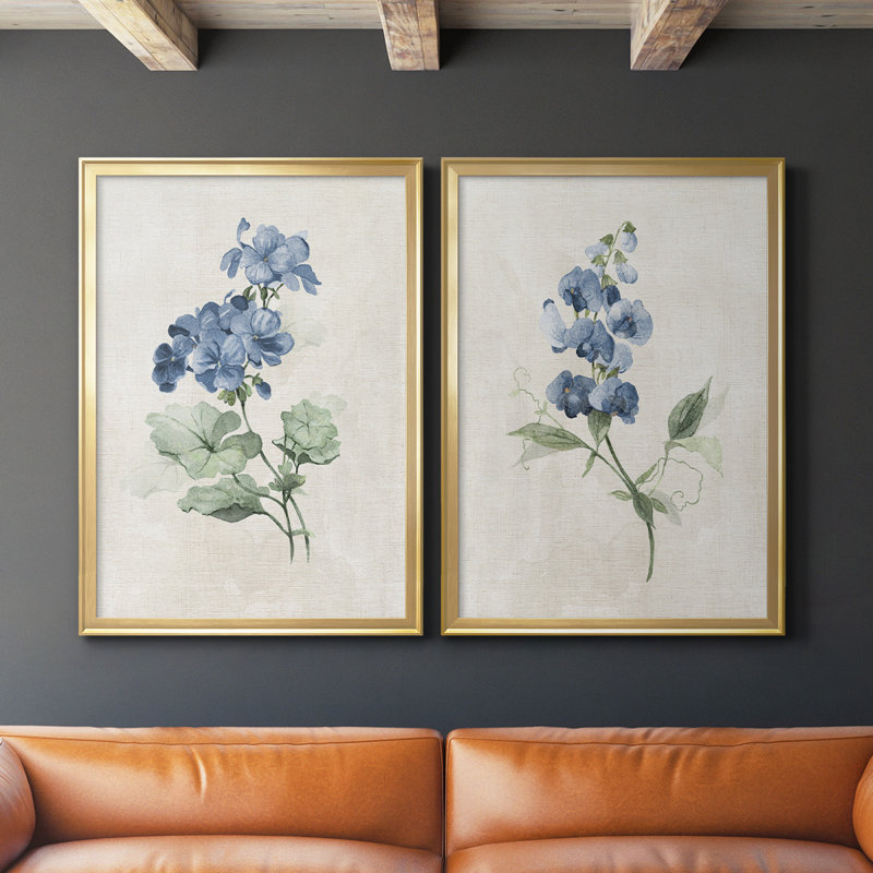 Farmhouse Periwinkle I, toile encadrée de qualité supérieure - prête à être accrochée, Or, H 42,5 po x l 61 po x P 1,25 po