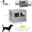 Petite cage pour chien, avec une construction solide, un chenil en bois gris comme table de bout, pour les chiens