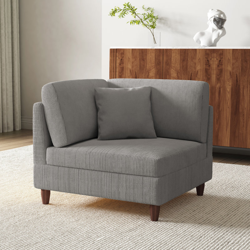 Mordecai 95Cm Wide Side Chair, Light Grey Corduroy