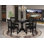 5 pc Dining Table Set Includes a Round Table and 4 Wooden Mid Century Dining Chair with Slatted Back - Wire brushed Black