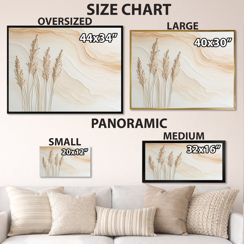 " Three Stems Of Stillness II ", 30" H x 40" W, White Picture Framed