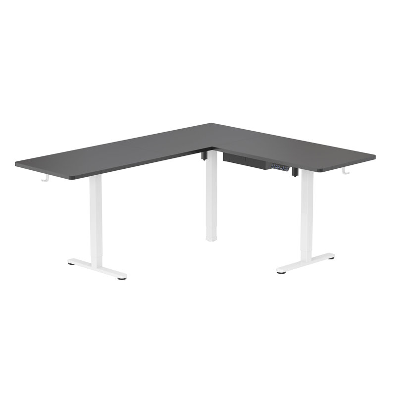 Bureau de coin debout à hauteur ajustable électrique XL, Noir / blanc