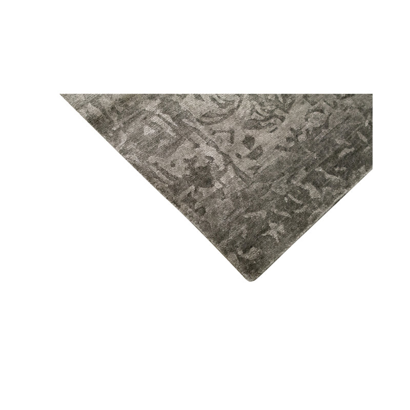 Tapis noir et crème noué à la main de haute qualité