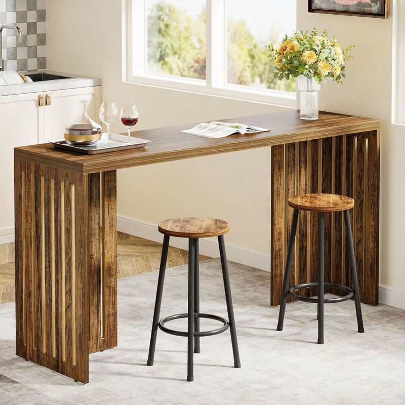 Table de pub à hauteur de comptoir étroite de 62,99 po, table de salle à manger à hauteur de bar pour la cuisine ou la salle à manger