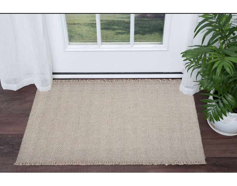 Tapis beige en laine à chevrons Stonover, Rectangle 3 pi 3 po x 5 pi 3 po
