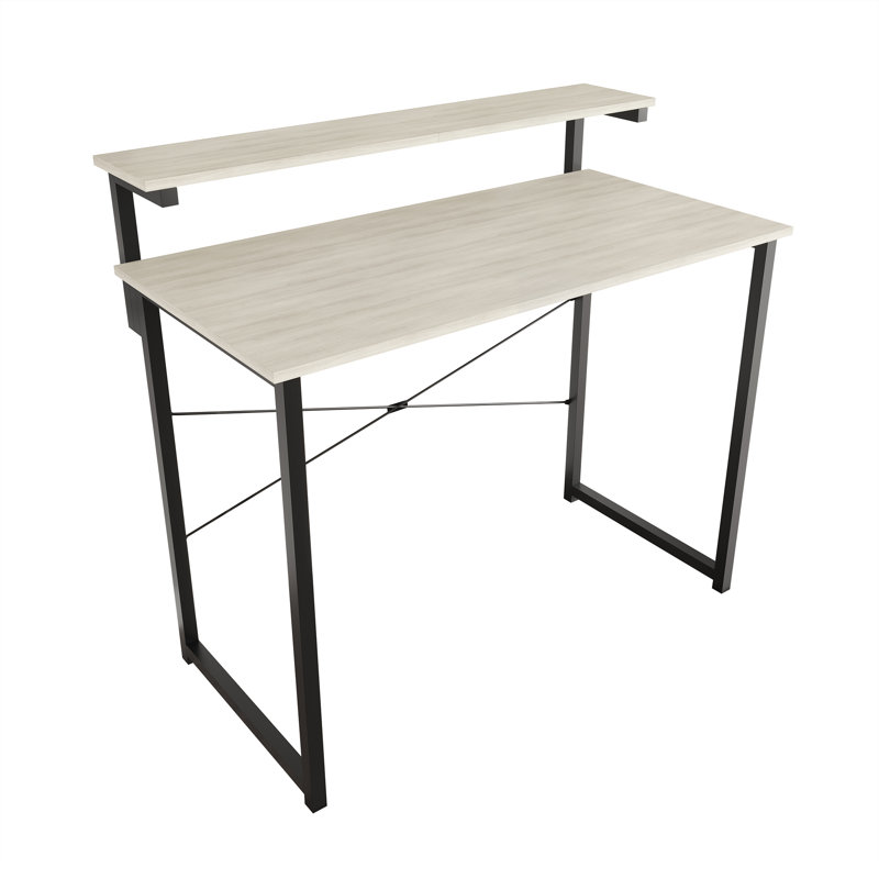 Bureau d'écriture en métal avec tablette, H 35,63 po x l 39,37 po x P 19,68 po, Gris clair