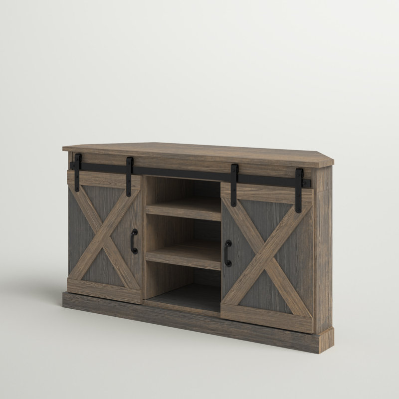 Meuble télé d'angle Meuble télé Horgeford, 55.5'' W X 18.62'' D X 31.5'' H, Bois de grange