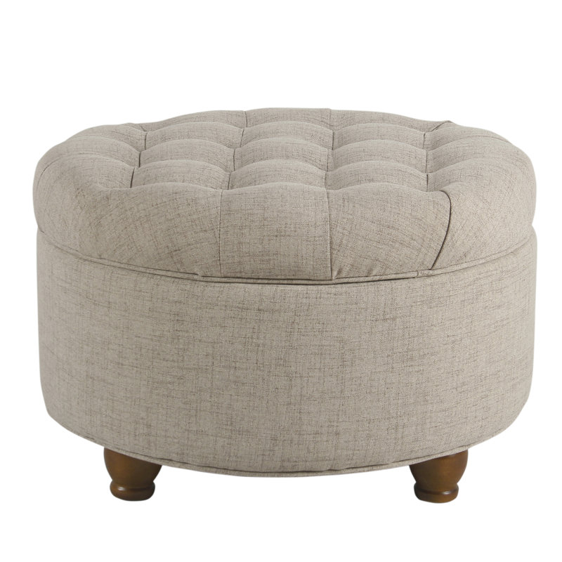 Repose-pieds rond et capitonné Aldolphus, Beige