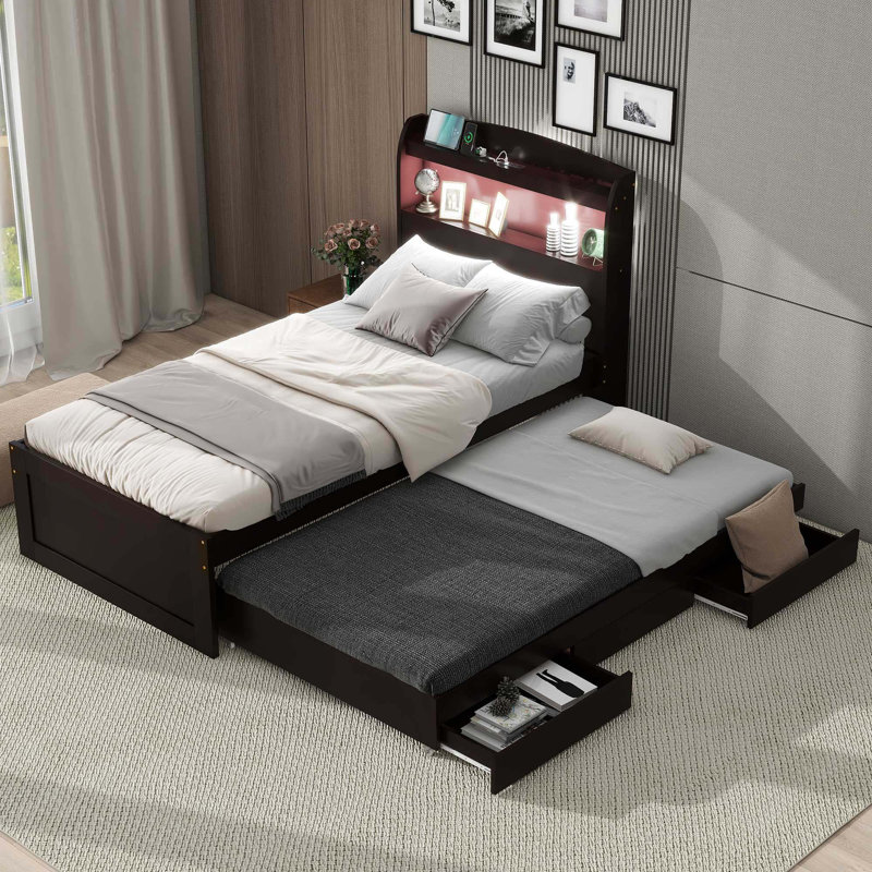 Viviann Platform Bed, Twin XL, Dark Brown