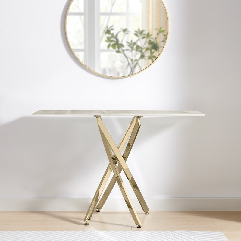 Console Atal Marble, Blanc / Blanc, Doré