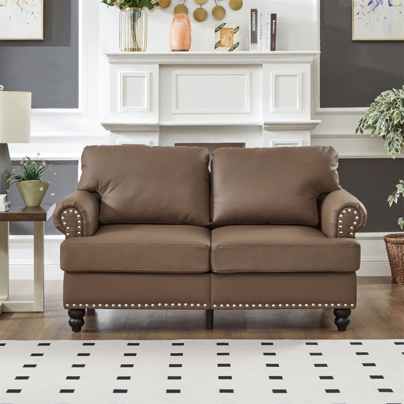 Canapé en cuir de vache de 59,5 po, Brown
