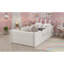 Lit plateforme simple tapissier avec coussin en lapin, lit pour enfant avec rails latéraux amovibles, blanc (date d’arrivée prévue le 2025/1/15)