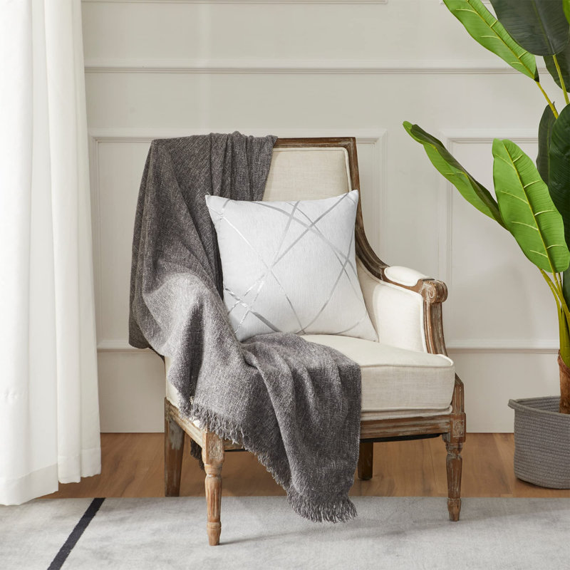 Housses de coussin à rayures chenilles, housses de coussin décoratives en velours épais pour canapé et salon (lot de 2)